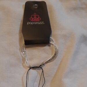 Paparazzi White and Silver Beaded Bracelet